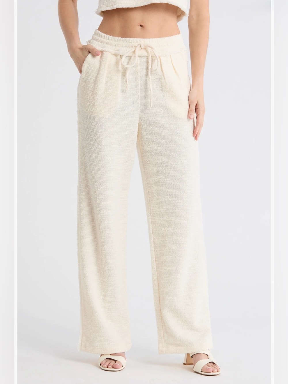 Habitual Cream Wide-Leg Drawstring Pants